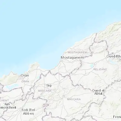 Map showing location of Mostaganem (35.931150, 0.089180)