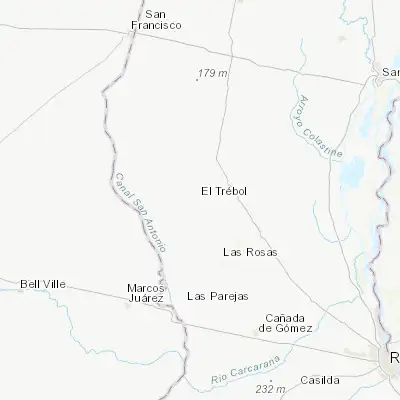 Map showing location of El Trébol (-32.200800, -61.701400)