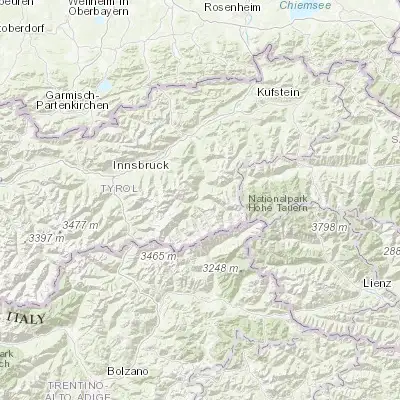 Map showing location of Mayrhofen (47.166670, 11.866670)