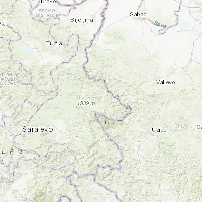 Map showing location of Srebrenica (44.107480, 19.296690)