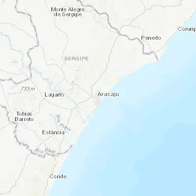 Map showing location of Aracaju (-10.911110, -37.071670)