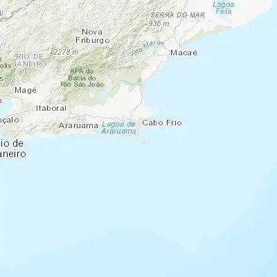 Map showing location of Arraial do Cabo (-22.966110, -42.027780)