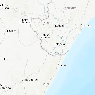 Map showing location of Tomar do Geru (-11.373330, -37.840560)