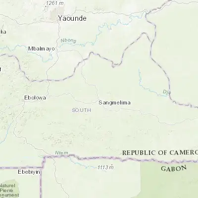 Map showing location of Sangmélima (2.933330, 11.983330)