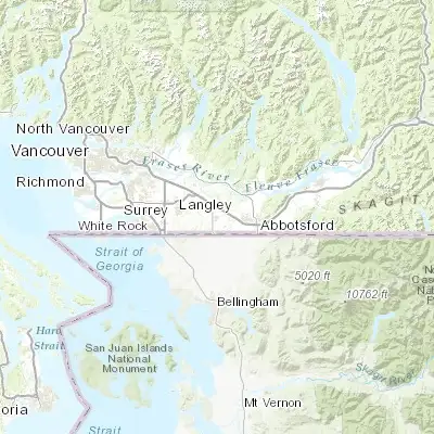 Map showing location of Aldergrove (49.058010, -122.470870)