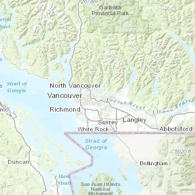 Map showing location of Burnaby (49.266360, -122.952630)