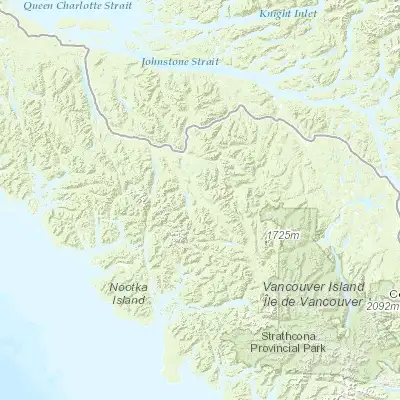 Map showing location of Vernon Lake (50.026100, -126.361570)