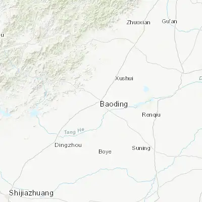 Map showing location of Baoding (38.851110, 115.490280)