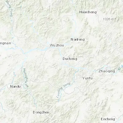 Map showing location of Ducheng (23.242120, 111.528400)