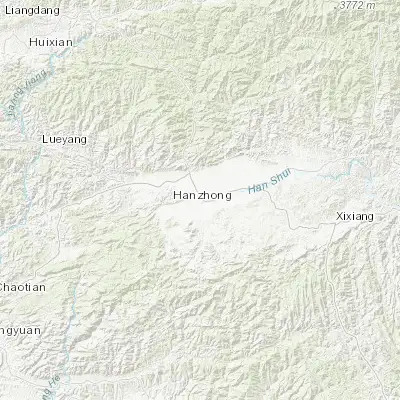 Map showing location of Hanzhong (33.075070, 107.022140)