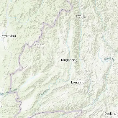 Map showing location of Heshun (25.016670, 98.466670)