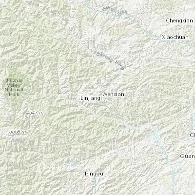 Map showing location of Jianshan (33.028030, 104.855260)