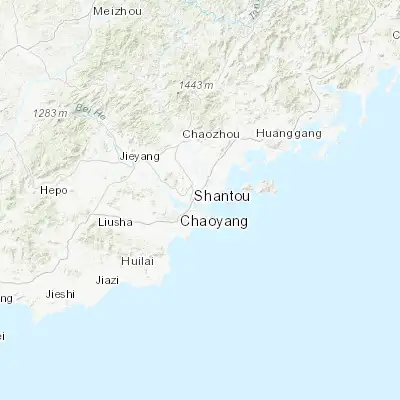 Map showing location of Shantou (23.368140, 116.714790)