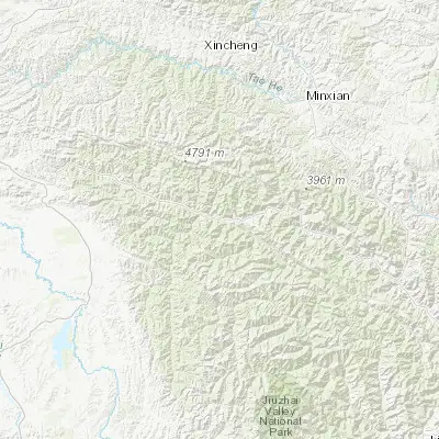 Map showing location of Wangzang (33.950720, 103.599950)