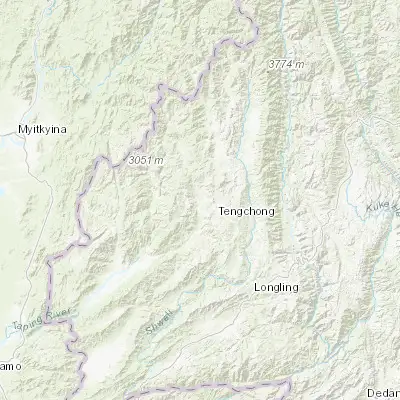 Map showing location of Zhonghe (25.055750, 98.399930)