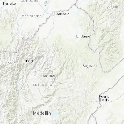 Map showing location of Cruces de Anorí (7.183330, -75.066670)