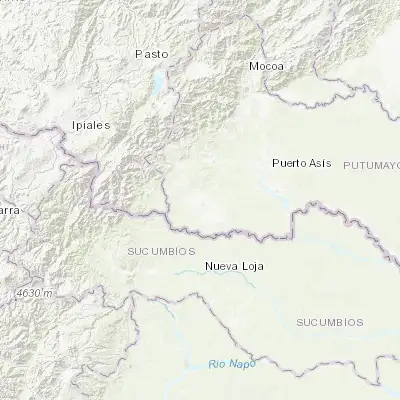 Map showing location of Valle del Guamuez (0.452500, -76.919170)