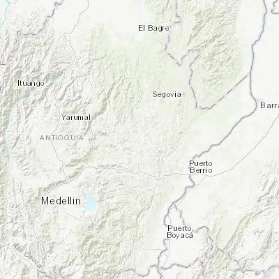 Map showing location of Vegachí (6.761410, -74.794730)