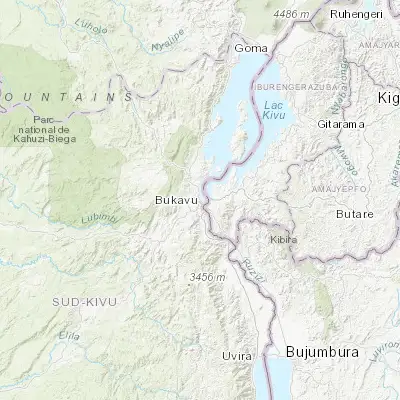 Map showing location of Bukavu (-2.490770, 28.842810)