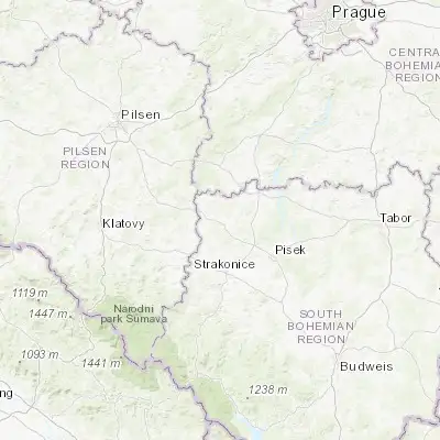 Map showing location of Blatná (49.424890, 13.881760)