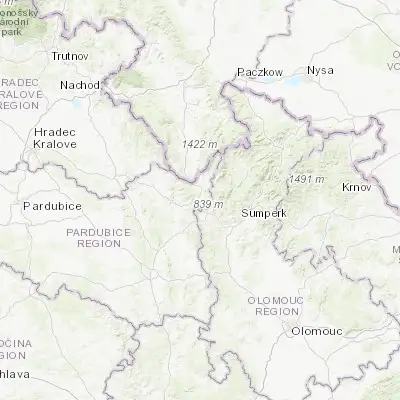 Map showing location of Červená Voda (50.040290, 16.742680)