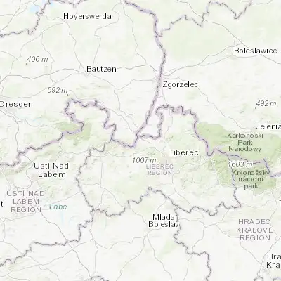 Map showing location of Hrádek nad Nisou (50.852790, 14.844550)