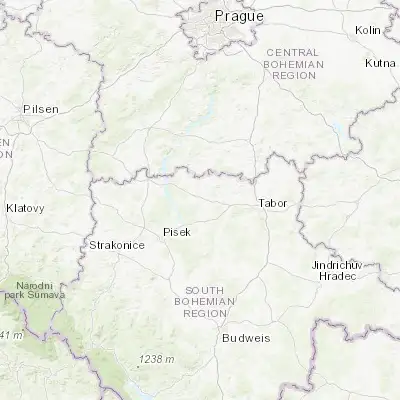 Map showing location of Milevsko (49.450890, 14.360000)