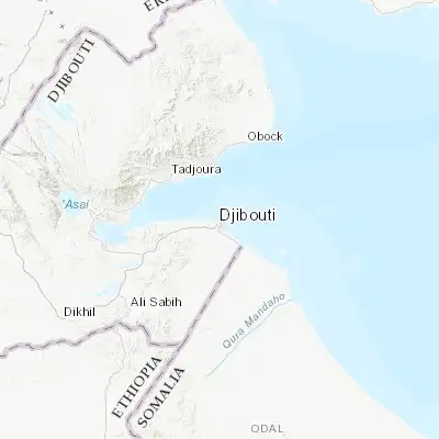 Map showing location of Djibouti (11.589010, 43.145030)