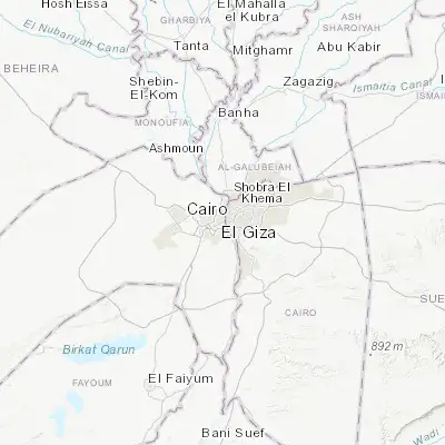 Map showing location of Giza (30.009440, 31.208610)