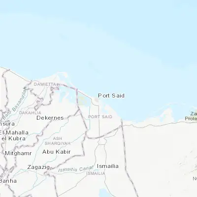 Map showing location of Port Said (31.265310, 32.301900)