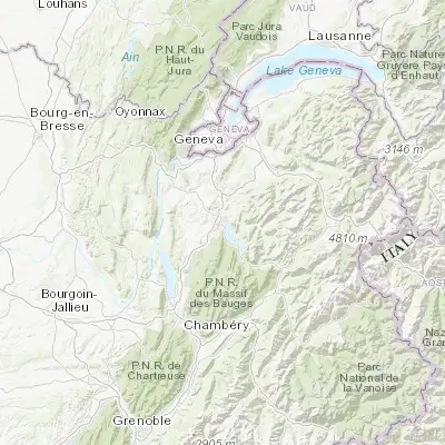 Map showing location of Annecy (45.908780, 6.125650)