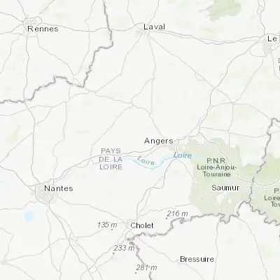 Map showing location of Bécon-les-Granits (47.502550, -0.801620)