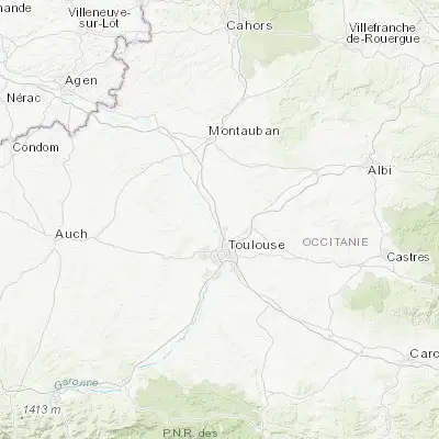 Map showing location of Bruguières (43.727200, 1.407620)