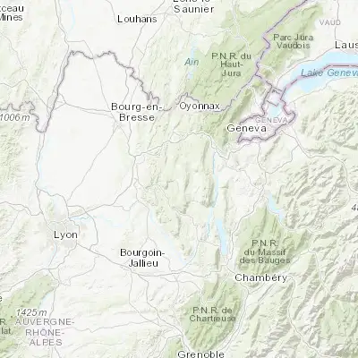 Map showing location of Hauteville-Lompnes (45.977940, 5.601140)