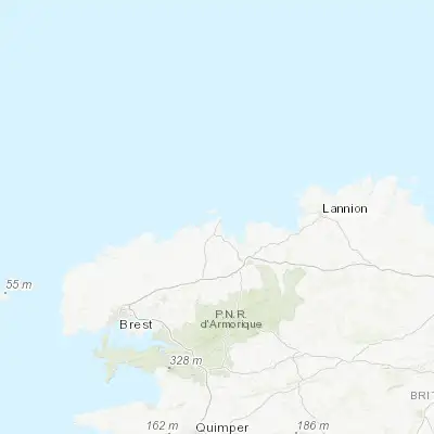 Map showing location of Roscoff (48.723810, -3.987090)