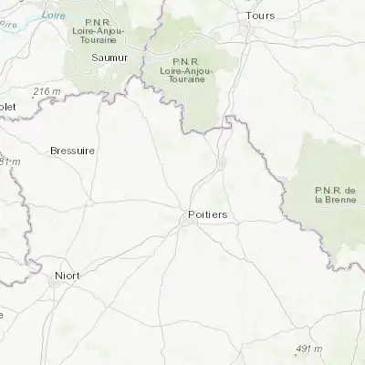 Map showing location of Vendeuvre-du-Poitou (46.735760, 0.309420)