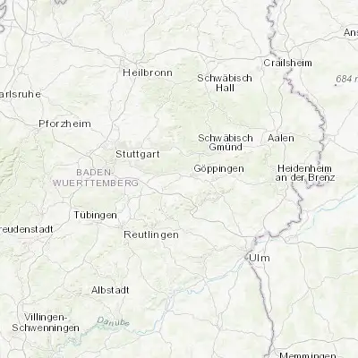 Map showing location of Albershausen (48.691360, 9.564930)