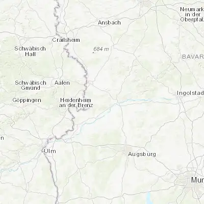 Map showing location of Bissingen (48.716940, 10.617660)