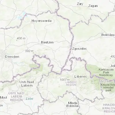 Map showing location of Herrnhut (51.016240, 14.743810)