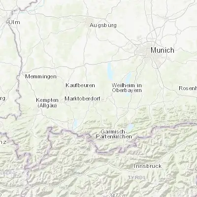 Map showing location of Hohenpeißenberg (47.800000, 11.000000)