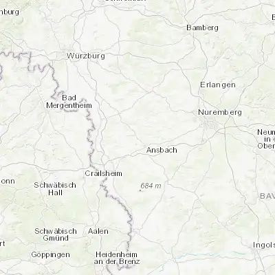 Map showing location of Lehrberg (49.345680, 10.511010)