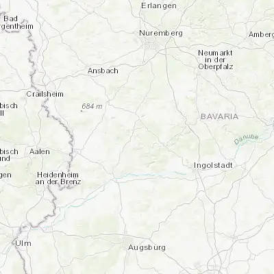 Map showing location of Pappenheim (48.933830, 10.974310)