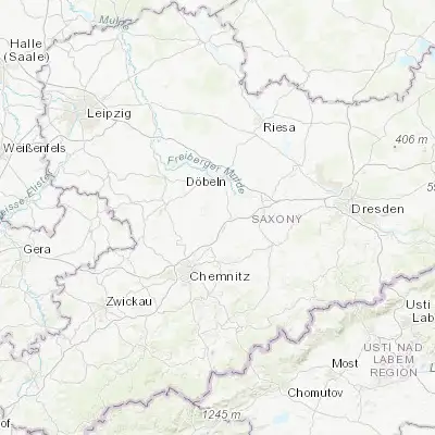 Map showing location of Rossau (51.000000, 13.066670)