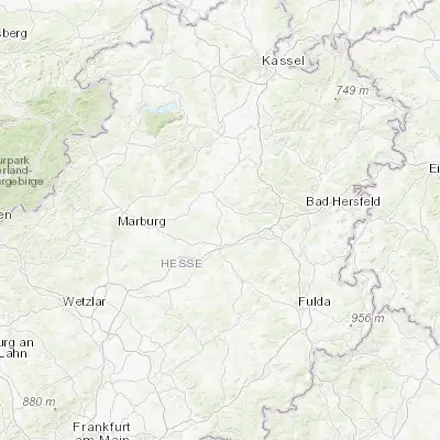 Map showing location of Schrecksbach (50.833330, 9.283330)