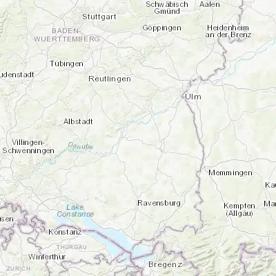 Map showing location of Uttenweiler (48.150000, 9.616670)