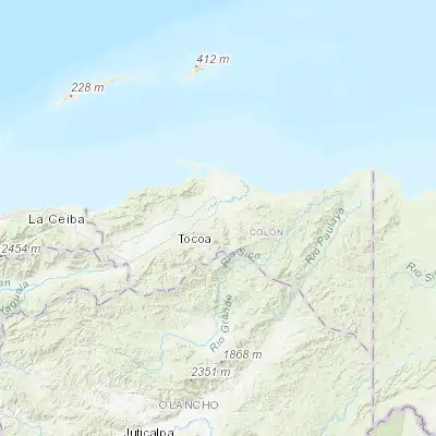 Map showing location of Corocito (15.750000, -85.783330)