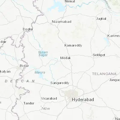 Map showing location of Medak (18.045310, 78.260780)