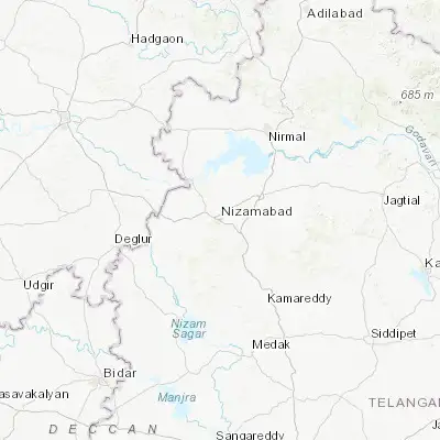 Map showing location of Nizāmābād (18.671540, 78.098800)