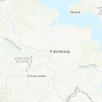 Map showing location of Palembang (-2.916730, 104.745800)