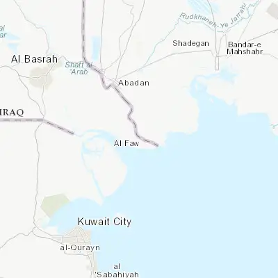 Map showing location of Al Fāw (29.974210, 48.473090)